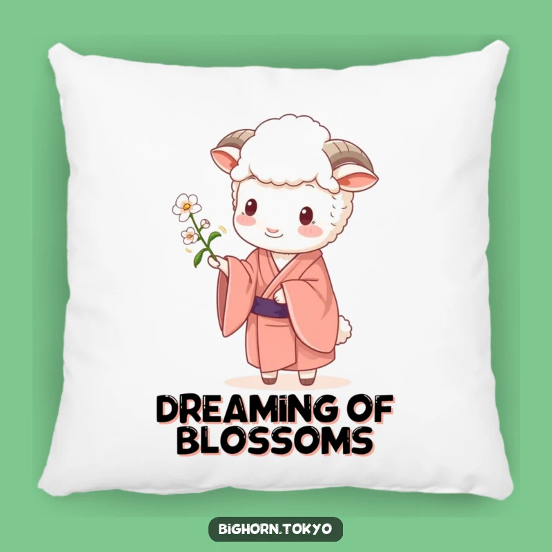 Soft Funny Sheep Kimono Blossom Pillow: Comforting Humor and Floral Charm