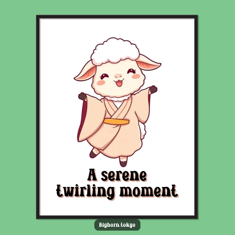 Funny Sheep Kimono Twirl Digital Art: Instant Artistic Decor with Funny Gift