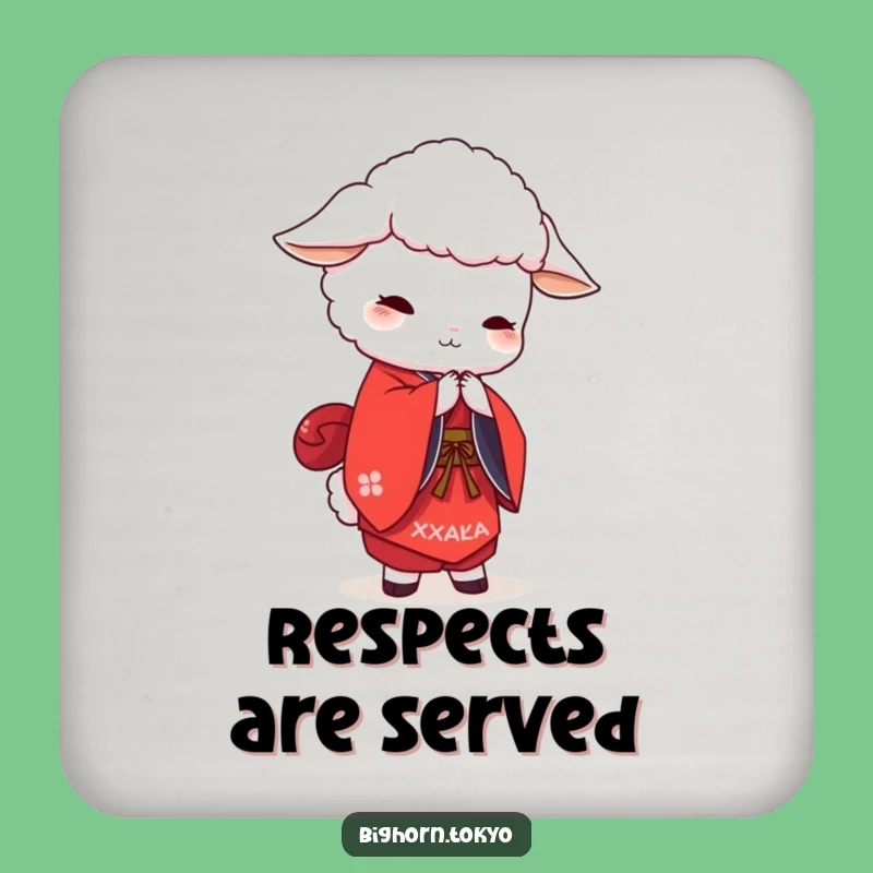 Funny White Sheep Kimono Coaster: Protect Surfaces with Graceful Humor