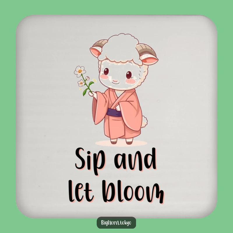 Protect Surfaces with Funny Sheep Kimono Blossom Coasters