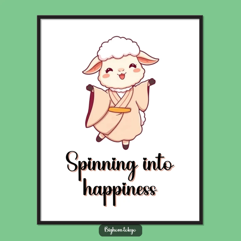 Free Printable Wall Art: Twirling Kimono Sheep for Joyful and Funny Downloadable Decor