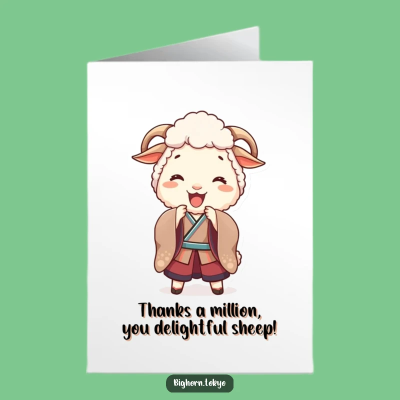 Free Printable Thank You Card: Grateful Kimono Sheep Bowing for a Sweet Downloadable Gift