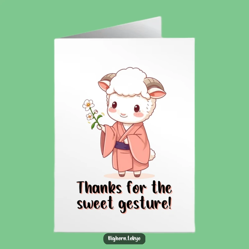 Free Printable Thank You Card: Kimono Sheep Blossom for a Grateful Downloadable Gift