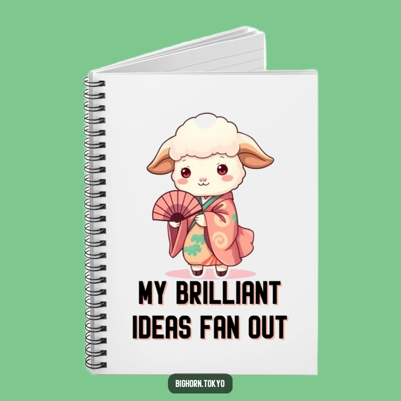 Funny Sheep in Kimono Holding Fan Notebook: Jot Down Ideas with Funny Charm