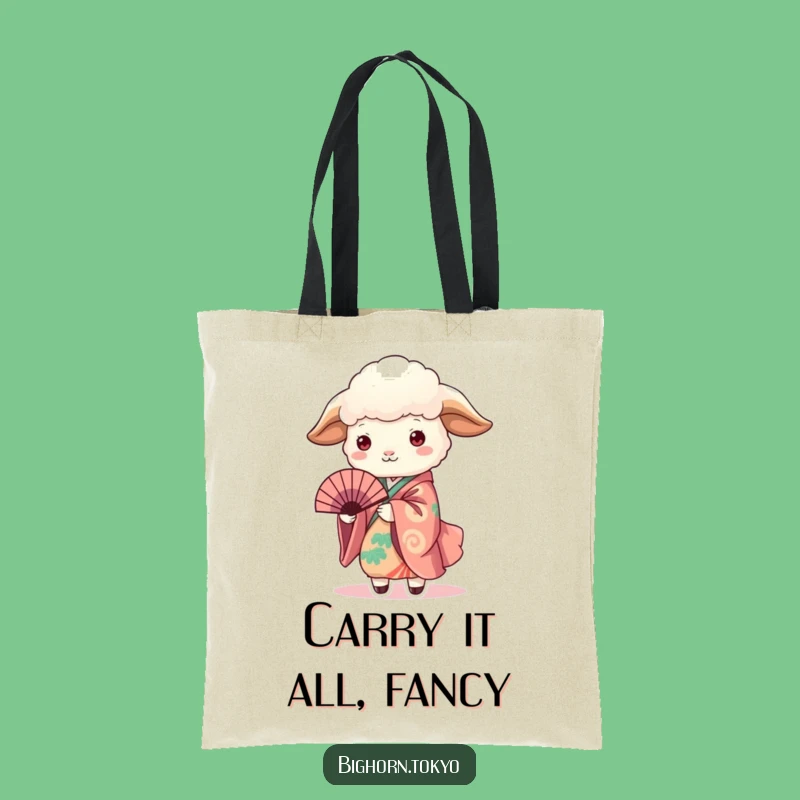 Funny Sheep in Kimono Holding Fan Tote Bag: Stylish and Practical Funny Gift